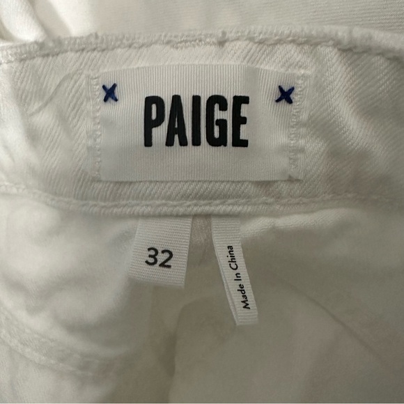 Paige Aideen Mini Skirt Distressed Crisp White High Waisted - Picture 11 of 12